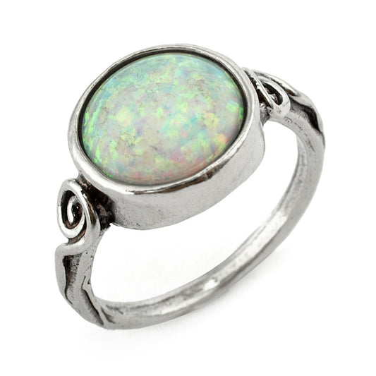 Silver Ring with White Opal