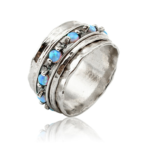 Silver Spinning Ring with Opal