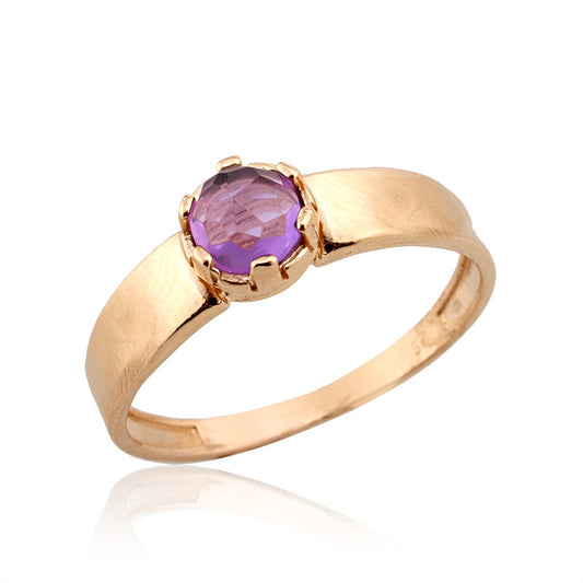 Gold plated ring, syn amethyst