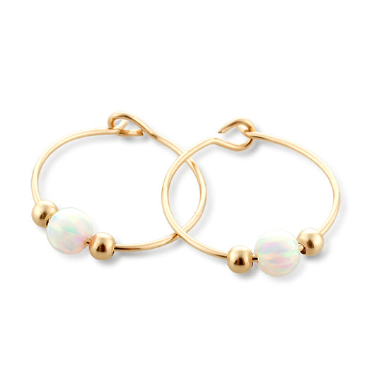 Gold filled earrings with white opal