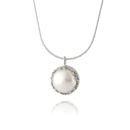 Silver Necklace with Pearl