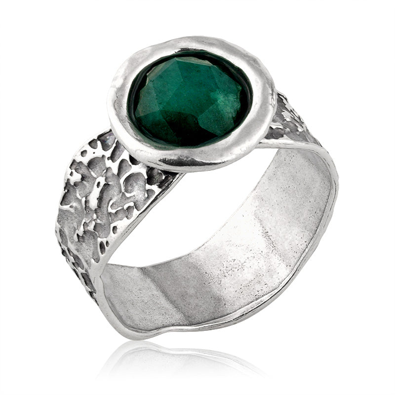 Silver Ring with Green Corundum