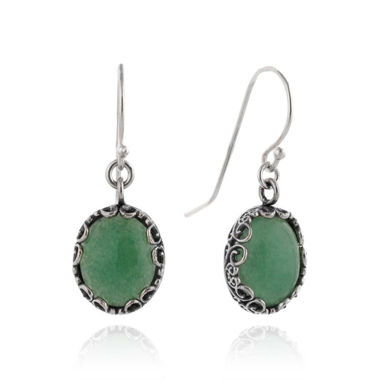 Silver Earrings with Aventurine