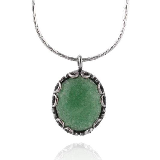 Silver Necklace with Aventurine