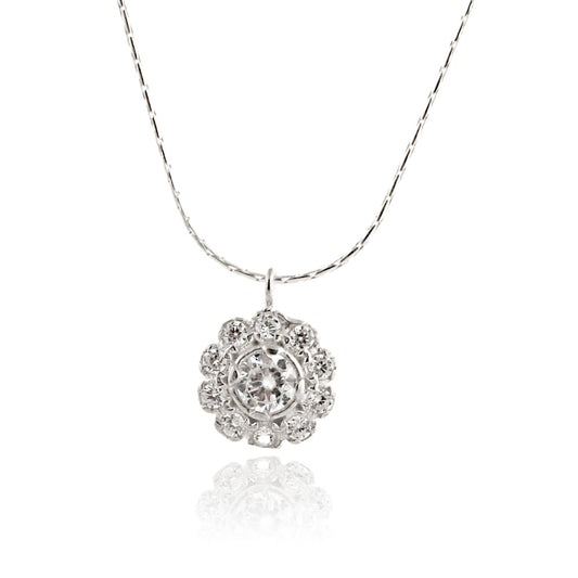 Silver Necklace with Zircon