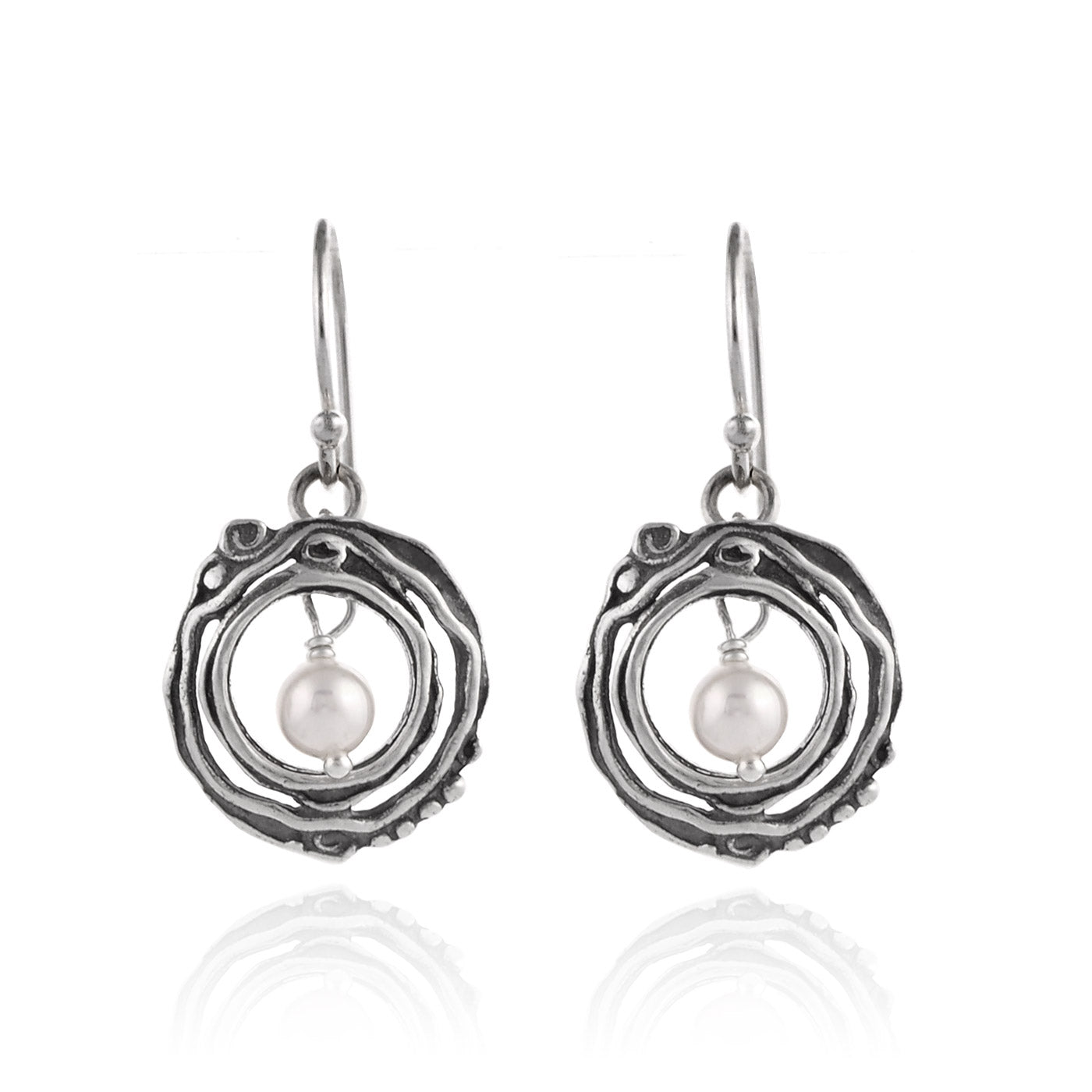 Silver Earrings with Pearl