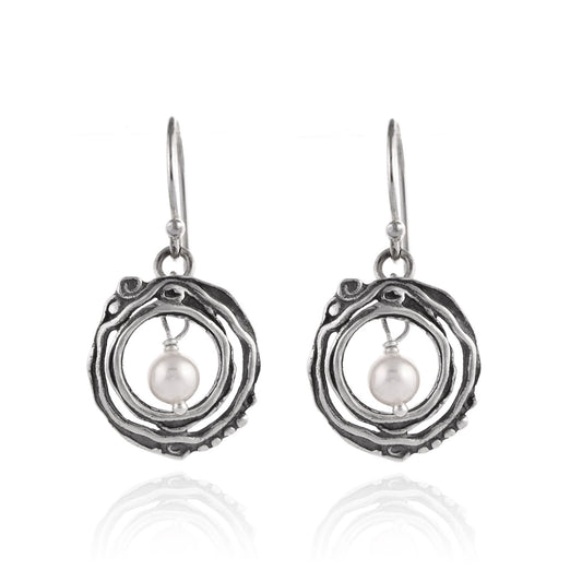 Silver Earrings with Pearl