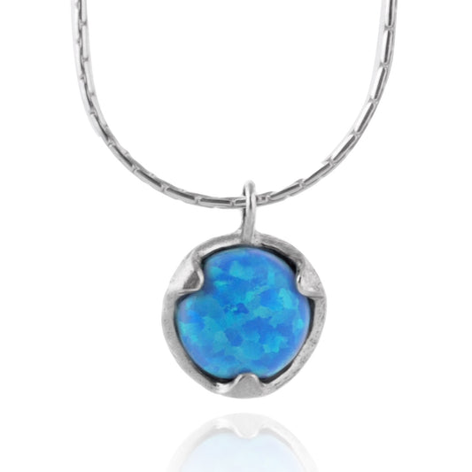 Silver Necklace with Opal