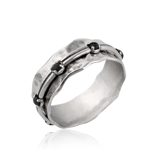 Silver Spinning Ring with Onxy