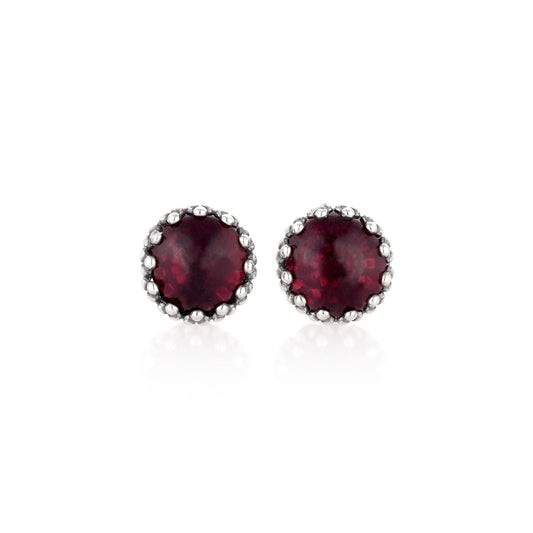 Silver Earrings with Garnet