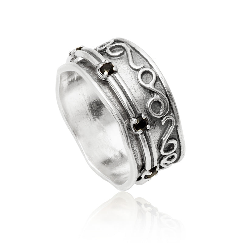 Silver Spinning Ring with Onyx