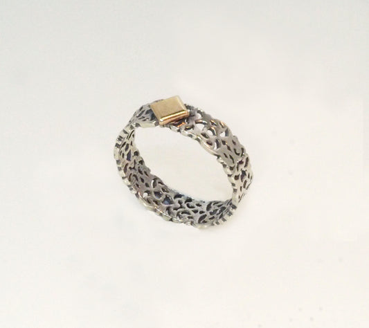 Silver And 9K Gold Ring