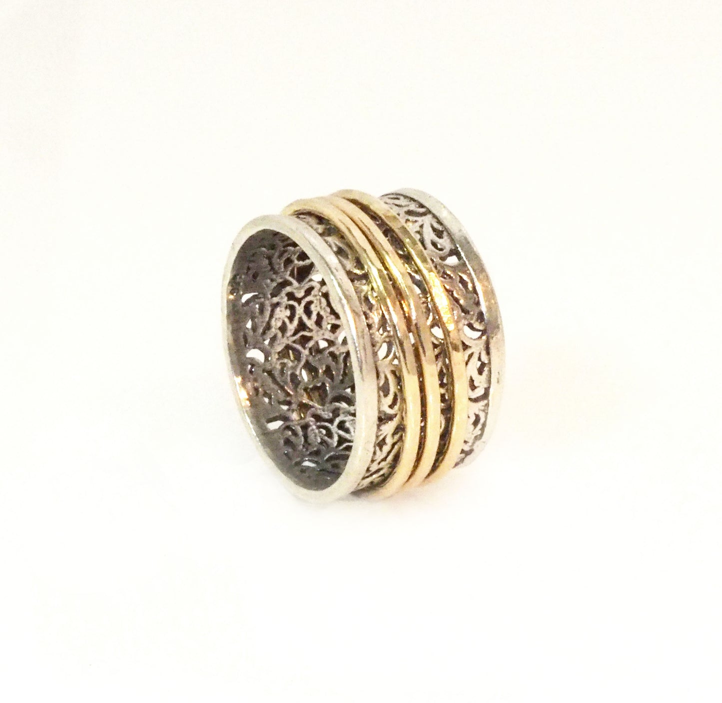 Silver And Gold Filled Spinning Ring