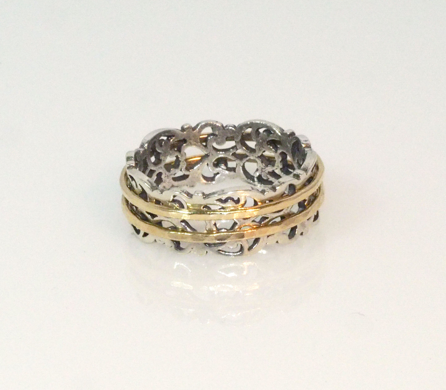 Silver And Gold Filled Spinning Ring