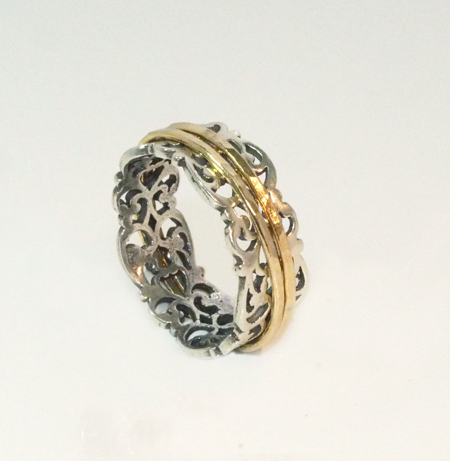 Silver And Gold Filled Spinning Ring