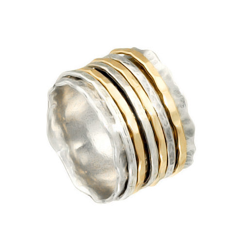 Silver Spinning Ring with Goldfilled and Silver bands