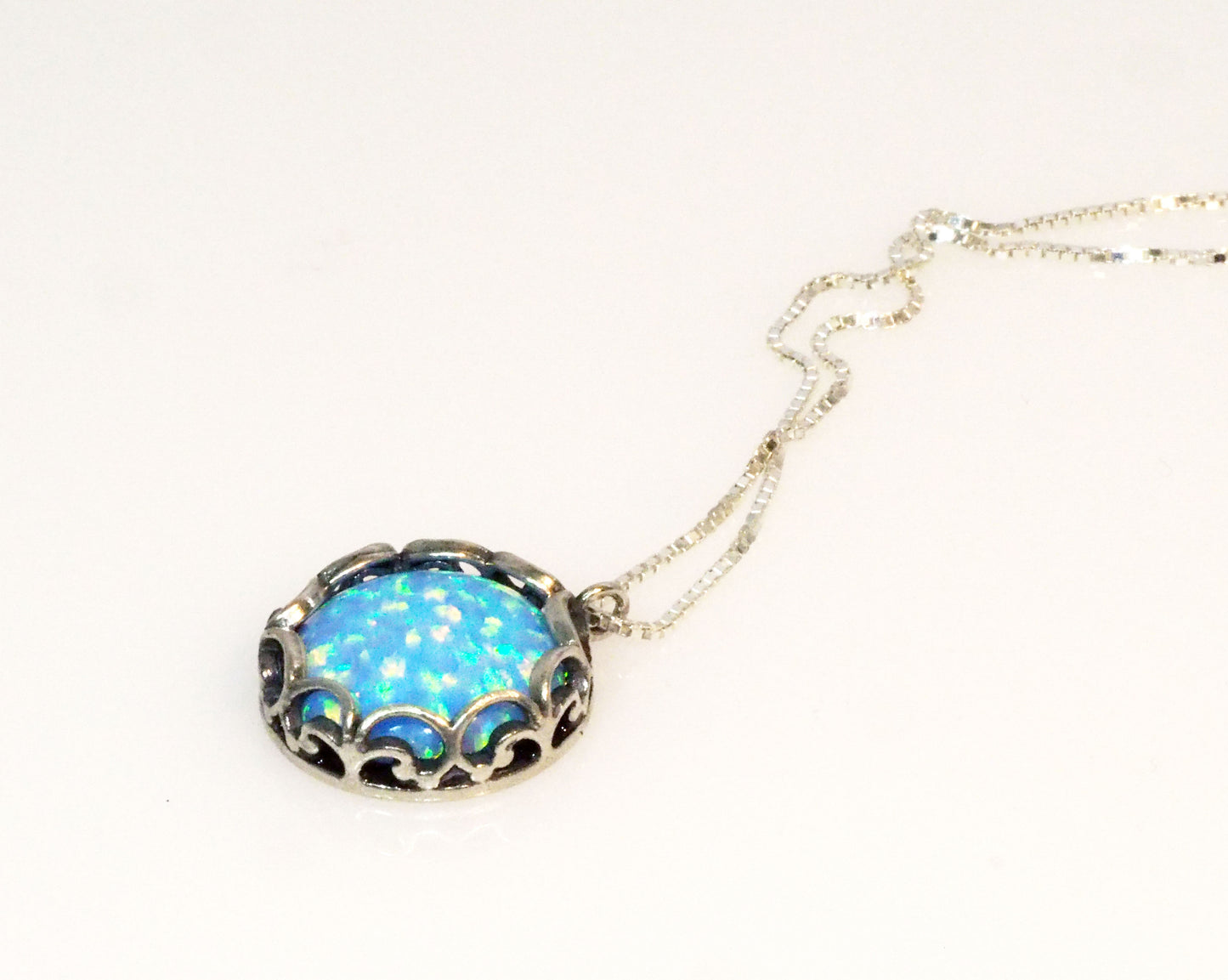 Silver Necklace with Opal