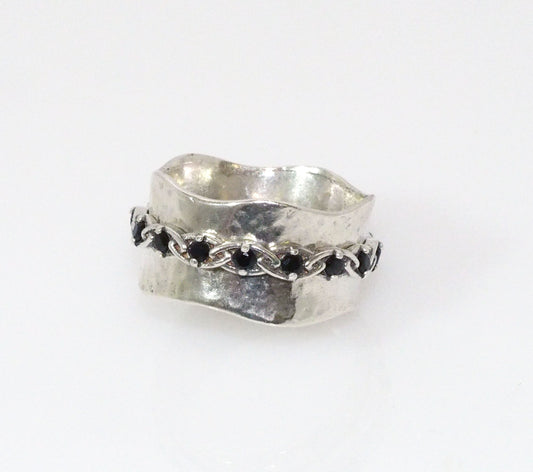 Silver Spinning Ring with Onyx