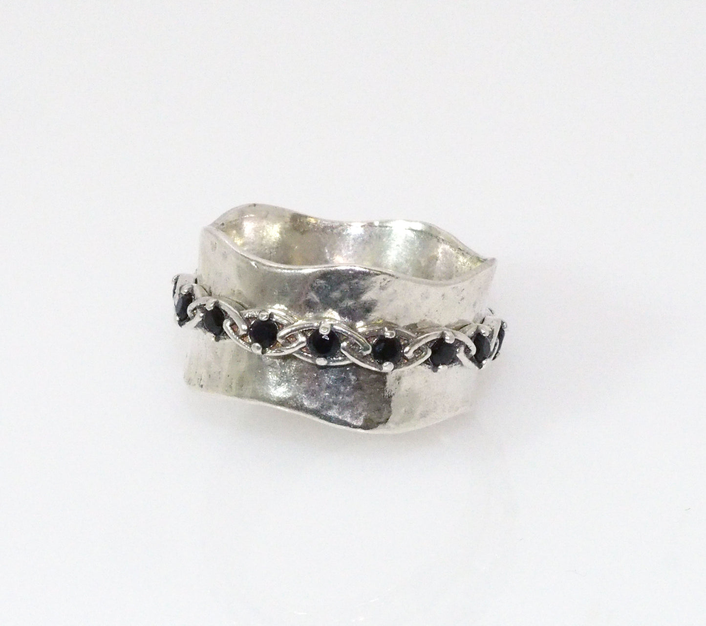 Silver Spinning Ring with Onyx