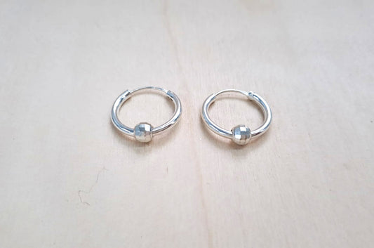 SILVER EARRINGS, 18MM BEAD