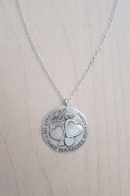 SILVER ROLO NECKLACE, LOVE MEDALION
