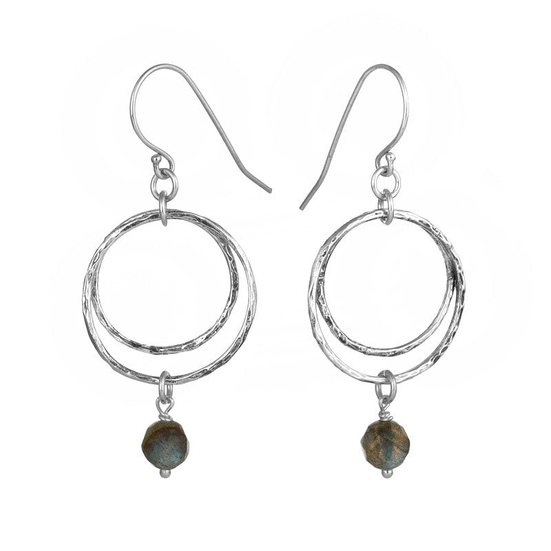 Silver hoops with Labradorite Set