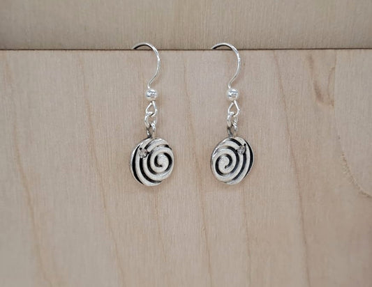 SILVER EARRINGS, MEDALION 10MM, CZ 2.0MM