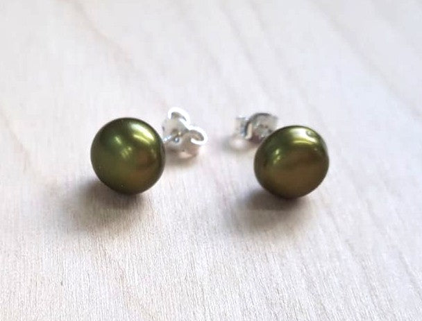 OLIVE PEARL EARRINGS RONDALE  9X7