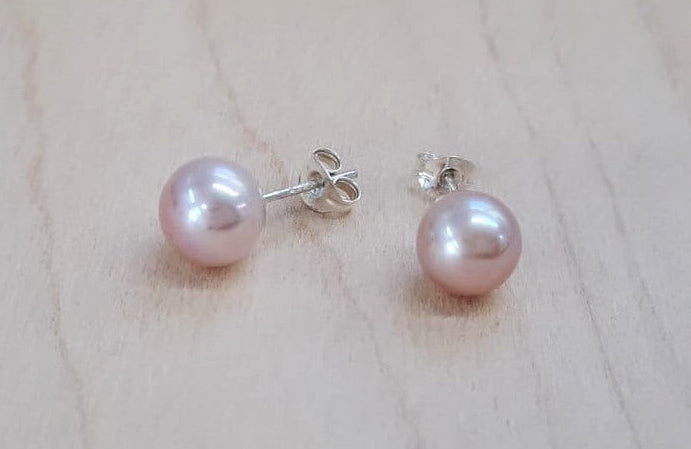 LIGHT PINK-PURPLE PEARL EARRINGS RONDALE 9X7