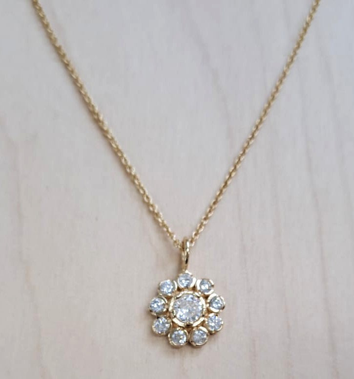 GF NECKLACE, VERMEIL PENDANT, CZ 2, 4 MM