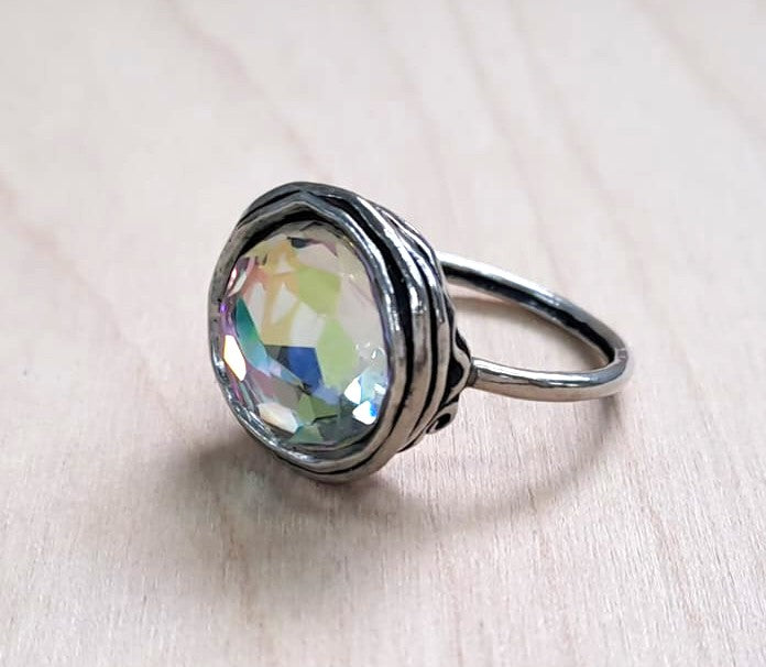 SILVER RING, RAINBOW 12MM