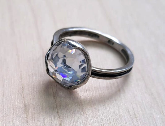 SILVER RING, CZ 10MM