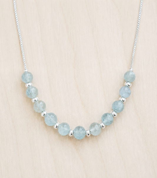Milky Aquamarine silver necklace
