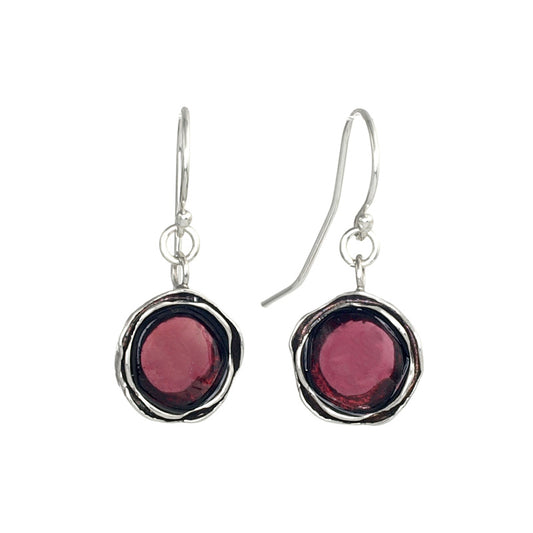 Silver Earrings with Garnet