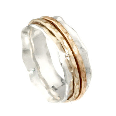 Silver Spinning Ring with 2 Goldfilled bands
