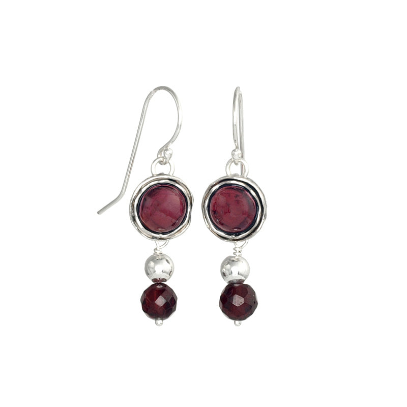 Silver Earrings with Garnet