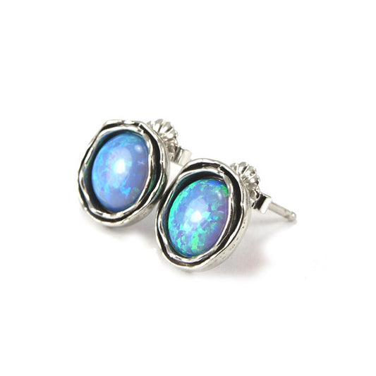 Silver and Opals Earrings