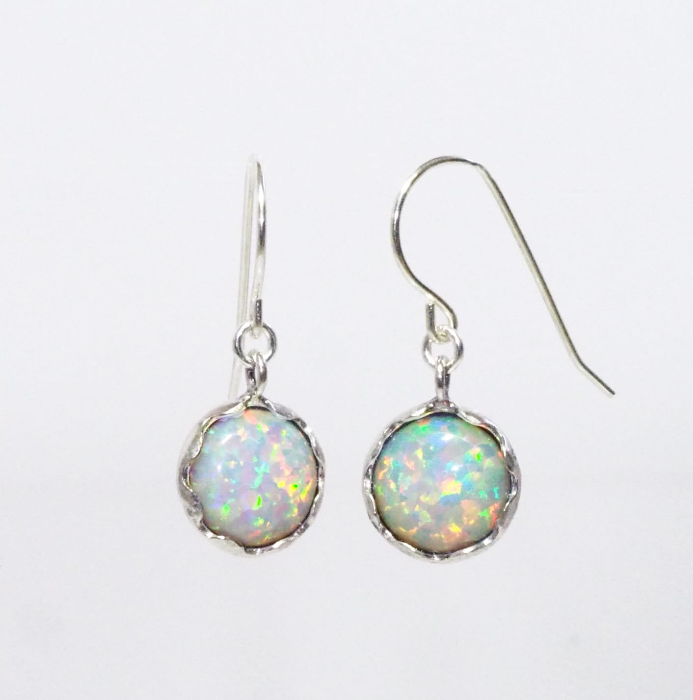 Silver Earrings with Opal