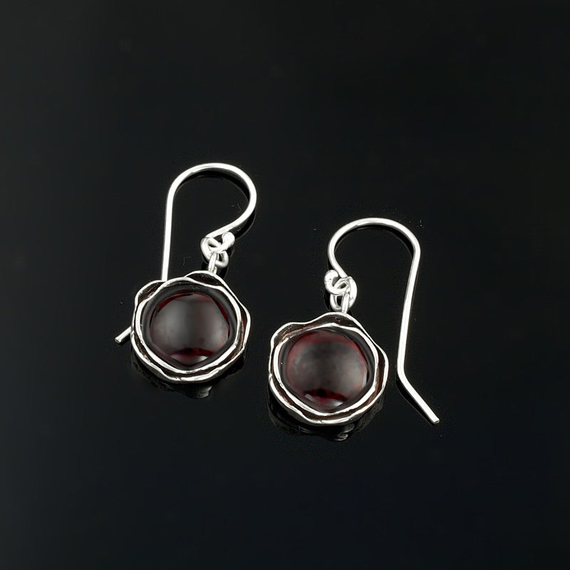 Silver Earrings with Garnet