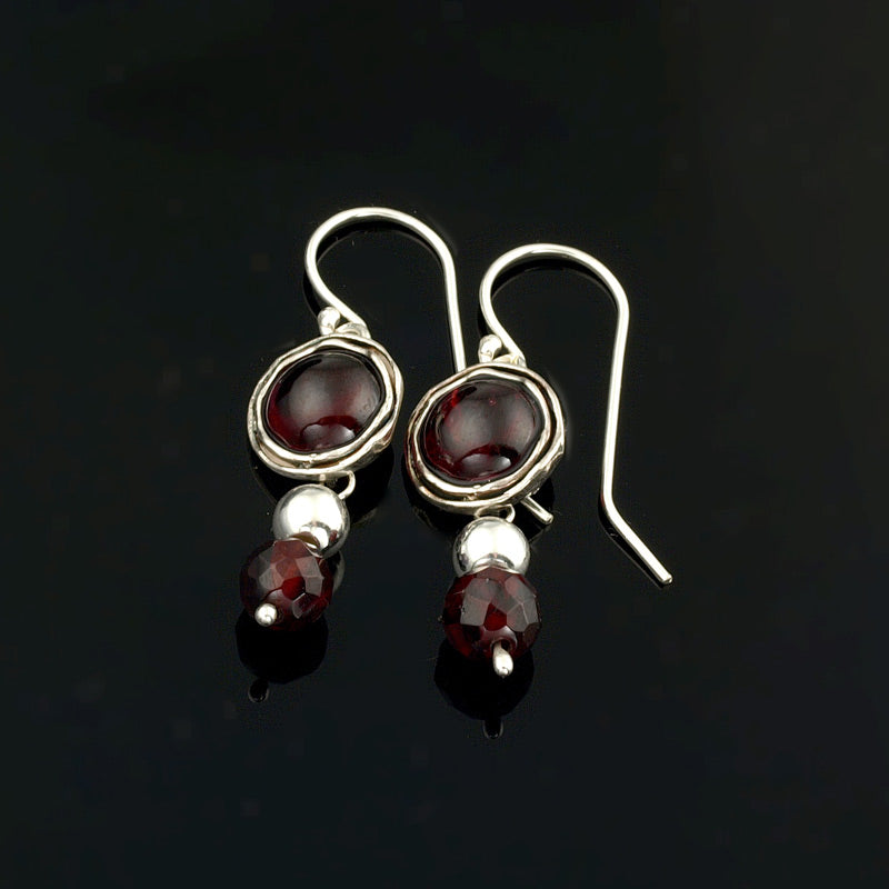 Silver Earrings with Garnet