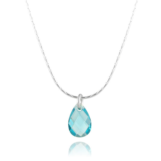 Silver Necklace with Syn. Blue Topaz